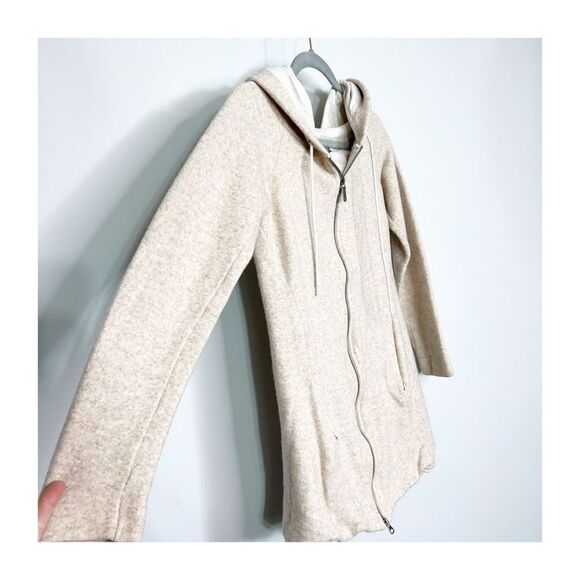 Armani Exchange Hoodie Sweater Zip Up Wool Blend Cream Womens Medium Jacket - Picture 5 of 7